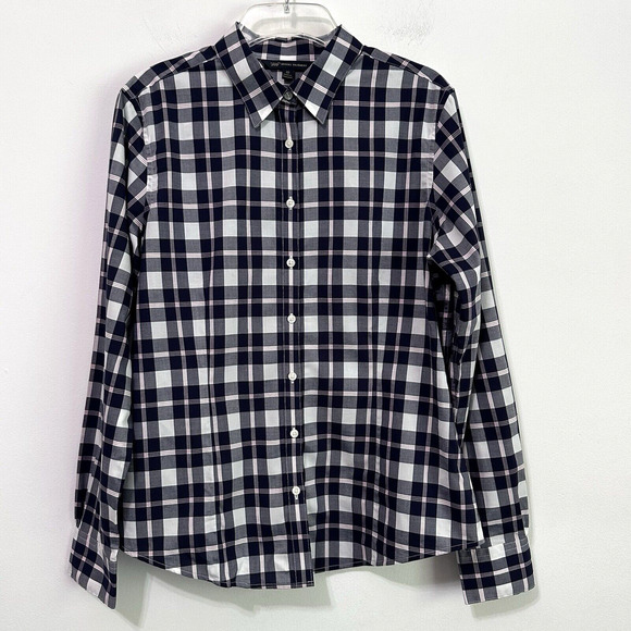 Brooks Brothers Tops - Brooks Brothers 346 Womens Blouse Size 10 Button Front Top Plaid Blue White Pink